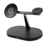 SEWACC Fast Magnetic Wireless Charging Dock Stand for Phone Watch Earbuds Multi-device Charger Pad with Stable Magnetic Alignment for Video Calls and Entertainment