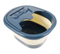 SEWACC Foldable Pedicure Spa Foot Bath Bucket Lid Blue Collapsible Foot Washing Basin and Calf Steam Therapy for Relaxation and Wellness