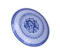 SEWACC Fruit Plate with Chinese Dragon Pattern Ceramic Vintage Blue Elegant Retro Style Safe for Food Use, Stable Placement Decorative Snack Dish for Banquets and Parties