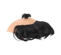 SEWACC Funny Bald Cap Wig with Synthetic Black Hair Top, Party Accessory for Men, Halloween and Christmas Costume, Wigs with Scalp for Cosplay and Wedding