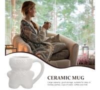 SEWACC Gingerbread Man Coffee Mug, Ceramic 3D Christmas Gingerbread Man Drinking Mugs, Cute Tea Cup for Home Office, White