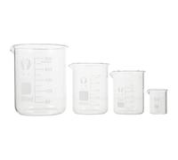 SEWACC Glass Measuring Beaker Set Laboratory Glassware 4pcs Lightweight Practical Measuring Device with 10ml 50ml 100ml 300ml Capacity for Scientific Experiment and Chemistry