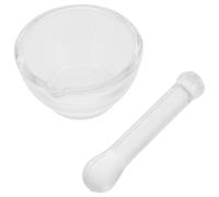 SEWACC Glass Pestle and Thick Base Glass Mortar for Laboratory and Kitchen Use Chemistry Science Grinder for Traditional Chinese Medicine Spices and Ingredients Easy to Clean with