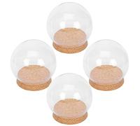 SEWACC Globe Dome 4 Pcs Clear Glass Cloche Globe Display Dome with Cork Base Glass Plant Terrarium Preserved Flower Dome Cover Keepsake Globe Display Case for Lamp Succulents Home Decor