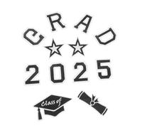 SEWACC Graduation Embroidery Patches Iron Applique for Clothing Backpacks DIY Vintage Black and White Decorative Sew Badges Sturdy Bond Application