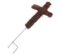 SEWACC Ground-mounted Cross Stake Rattan Cross for Yards Gardens and Patios Cemetery Grave Marker Outdoor Stake for Christmas Decor