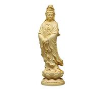 SEWACC Guan Yin Statue Standing on Lotus Chinese Feng Shui Sculpture Mini Quan Yin Figurine Asian Goddess Female Buddha Buddhist Decoration