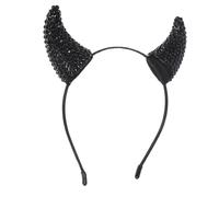 SEWACC Halloween Devil Headband Rhinestones Cow Horns Design for Party Cosplay Evil Costume Accessory for Girls