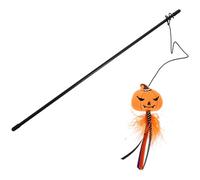 SEWACC Halloween Themed Cat Teaser Stick with Yellow Pumpkin Plush, Interactive Indoor Cat for Pet Play and Teasing