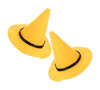 SEWACC Halloween Witch Hat for Women, Yellow Thick Felt Pointed Wizard Hat 2Pcs Set, Cone Costume Accessory for Halloween Party and Cosplay