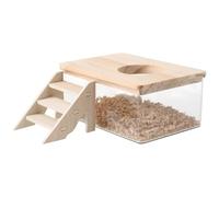 SEWACC Hamster Bathroom Bath Box Steps and Lid for Small Animal Hideout Shelter Hamster Habitat Accessories Playtime