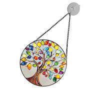 SEWACC Hanging Pendant Ornament Tree of Life with 3d Leaf Texture Elegant Embossed Leaf Design Acrylic and Metal Wall Decoration for Rooms and Garden