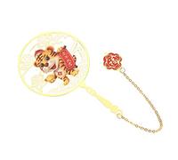SEWACC Hollow Out Brass Fan Shaped Bookmark Creative Page Marker for Students and Readers Chinese Style Round Design Multi Use as Pendant and Book Decoration