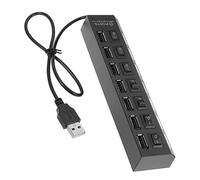 SEWACC Hub Lightweight Abs Material USB 2.0 Multiport Adapter 7-port USB Splitter with 7 Blue LED Indicators Safe and Reliable for Laptop, for Travel and School Use