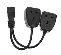 SEWACC Iec Power Cable Y Splitter Cord to Dual Uk Pin Power Plug Extension for Ups and Iec Compatibility Reliable and Easy to Use Black