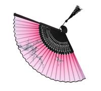 SEWACC Japanese Style Cherry Blossom Folding Fan with Silk Surface and Small Pouch Handheld Performance Fan for Bridesmaids Wedding Gift Summer Cooling Accessory