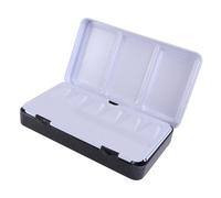 SEWACC Large Black Empty Watercolor Tin with Plastic Organizer Metal Paint Storage Box for Artists Portable Solid Pigment Container with Compartments for Watercolour Painting Supplies