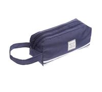 SEWACC Large Capacity Oxford Cloth Pencil Case with Dual Zippers Portable Pencil Pouch for Students Teachers Office Staff Multifunctional Stationery Organizer in Blue