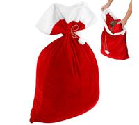 SEWACC Large Christmas Santa Sack, Red Velvet Drawstring Gift Bag, Jumbo Fabric Candy Bag for Holiday Presents, Family Christmas Gatherings