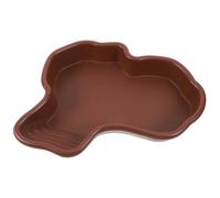 SEWACC Large Reptile Pool Tortoise Water Dish for Bathing and Soaking in Terrarium Enclosures - ABS Plastic Reptile Pond Landscape Ornament Design, 31 X 24 X 5 CM, Coffee Colour