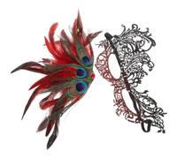 SEWACC Lightweight Plume Lace Half Face with Rhinestones for Women, Unique Gradient Design, for Dancing Parties and Role Playing Events