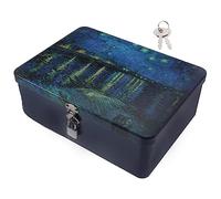 SEWACC Lockable Tinplate Storage Case with Smooth Edges Durable Jewelry Box for Small Items and Documents Compact Desktop Organizer with Secure Lock Vintage Style Gift Packaging for