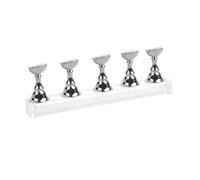 SEWACC Magnetic Nail Tips with Acrylic and Metal Construction 2 Sets Silver Colour Practice Display Stand Easy to Remove Design Includes 5 Stands for Nail Art Training