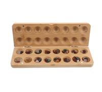SEWACC Mancala Board Game: Portable Wooden Folding Board Strategy Game with 65 Stone Pebble, for Family, Classroom, And Indoor Fun