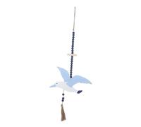 SEWACC Mediterranean-Inspired Seagull Wall Decor Handpainted Wooden Wall Art Ocean Themed Hanging Pendant