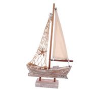 SEWACC Mediterranean Style Wooden Sailing Boat Model Small Sailboat Ornament Nautical Tabletop Decor for Bedroom Living with Elegant Vintage Design