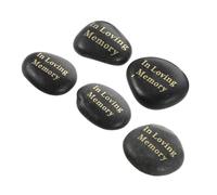 SEWACC Memorial Stones Sturdy Preservation 5pcs for Loved Ones Black Pebble Engraved Grave Stones and Emotional Comfort for Cemetery Suitable for Graveside and Celebration of Life