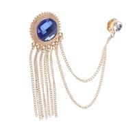 SEWACC Men's Brooch Pin with Golden Imitation Gemstone and Zinc Alloy Chain, Portable and Sturdy Material, Vintage Style Accessory for Daily Wearing and Festival Occasions