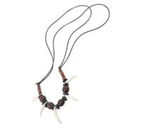 SEWACC Men's Wolf Tooth Necklace, Acrylic Beaded Neck Chain, Cool Lightweight Adjustable Tribal Style for Men, Beach Parties and Surfing