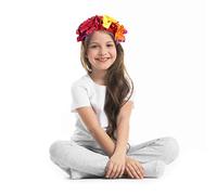 SEWACC Mexican Rose Flower Crown Headband, Day of The Dead Floral Headband, Party Costume Headpiece for Halloween Party, Yellow