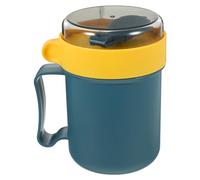 SEWACC Microwave Soup Mug with Lid and Spoon Portable Breakfast Cup for Household Milk Soup Cereal Noodles Home Office and Travel Use
