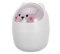 SEWACC Mini Desktop Trash Can for Toilet and Kitchen, White Plastic Small Garbage Bin with Large Volume and Multi-purpose Storage, Lovely Circle Shape Waste Basket for Office or Home