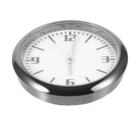 SEWACC Mini Metal Car Clock for Dashboard, Portable Decorative Accessory with White Finish, Compact Size for Car Interior or Bedside Use
