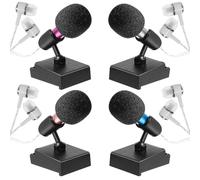 SEWACC Mini Microphone Set 12pcs with Foam Windscreens and Black Stands, Small Singing Microphones for Phones and Laptops, Portable Mini Mic Covers for Karaoke and Voice Recording
