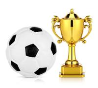 SEWACC Mini Soccer Ball and Trophy Set Mini House Accessories for Dollhouse Decor Football Model Trophy Miniature Soccer Statue for Bedroom Living Room Kitchen Display