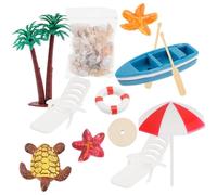 SEWACC Miniature Beach Style Decoration Set 10pcs Micro Scene Accessories Shells, Summer Umbrella and Cake Ornaments for Mini House Pretend Play