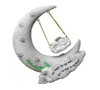 SEWACC Moon Shaped Cat Memorial Plaque Crafted from Synthetic Resin for Garden and Indoor Use, Designed to Comfort and Memorialize Your Beloved Cat Elegant Pet Memorial Features