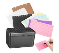 SEWACC Multi Functional Card Organizer Box with Colored Double Sided Index Cards and Flashcards Capacity Desktop Storage for Office and Home Study Convenient Revision Set