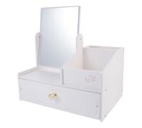 SEWACC Multifunctional Dustproof Desktop Makeup Storage Box with Single Drawer and Mirror, Cosmetics Organizer for Dressing Table, Jewelry and Skincare Storage Unit for Home Use