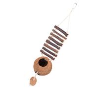SEWACC Natural Coconut Shell Bird Nest with Hair Pet Breeding Hideaway House with Ladder for Small Birds and Animals for Nesting and Resting