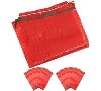 SEWACC Net Bags Drawstring 25Pcs Thick Woven Polypropylene Mesh Sacks for Agricultural Produce Storage Suitable for Home and Store 47x27cm Red