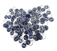 SEWACC Numbered Key Tags 100Pcs Metal with Rings for Multipurpose Locker and Luggage Identification Blue 1-100
