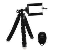 SEWACC Octopus Flexible Mini Phone and Camera Tripod with Remote Control and Clamp, Adjustable Black Sponge Stand for Universal Mobile Photography and Video Recording
