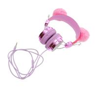SEWACC Over Ear Headphones with Microphone for School Travel Stylish Wired Headset Pink Cat Ear Design Rhinestone Sequin Decor for Songs Videos Games Random Color