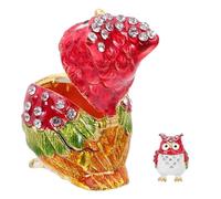 SEWACC Owl Jewelry Box with Rhinestones Zinc Alloy Decorative Animal Trinket Box for Organizing Rings, Necklaces, and Earrings, Presents Or Desktop Ornaments for Women and Girls