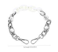 SEWACC Pearl Beaded Bag Chain Strap Decorative Handbag Replacement with Metal Buckle Versatile Shoulder Strap for Various Bags Practical Adornment White